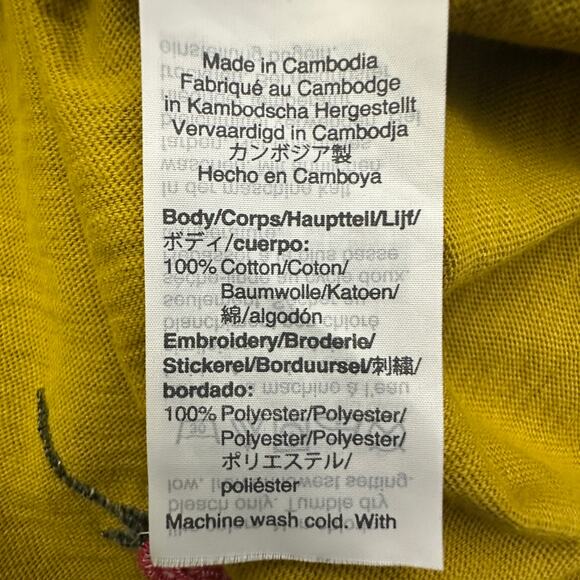 J.Crew Cotton Tee Women's Size M Yellow Floral Rose Embroidered Casual - Picture 5 of 6